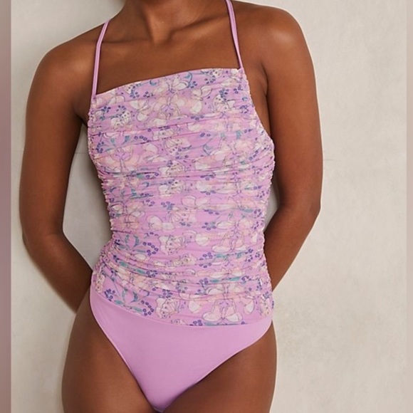 NWT Free People Milkshake Mesh Butterfly Ruched Bodysuit - Picture 2 of 8
